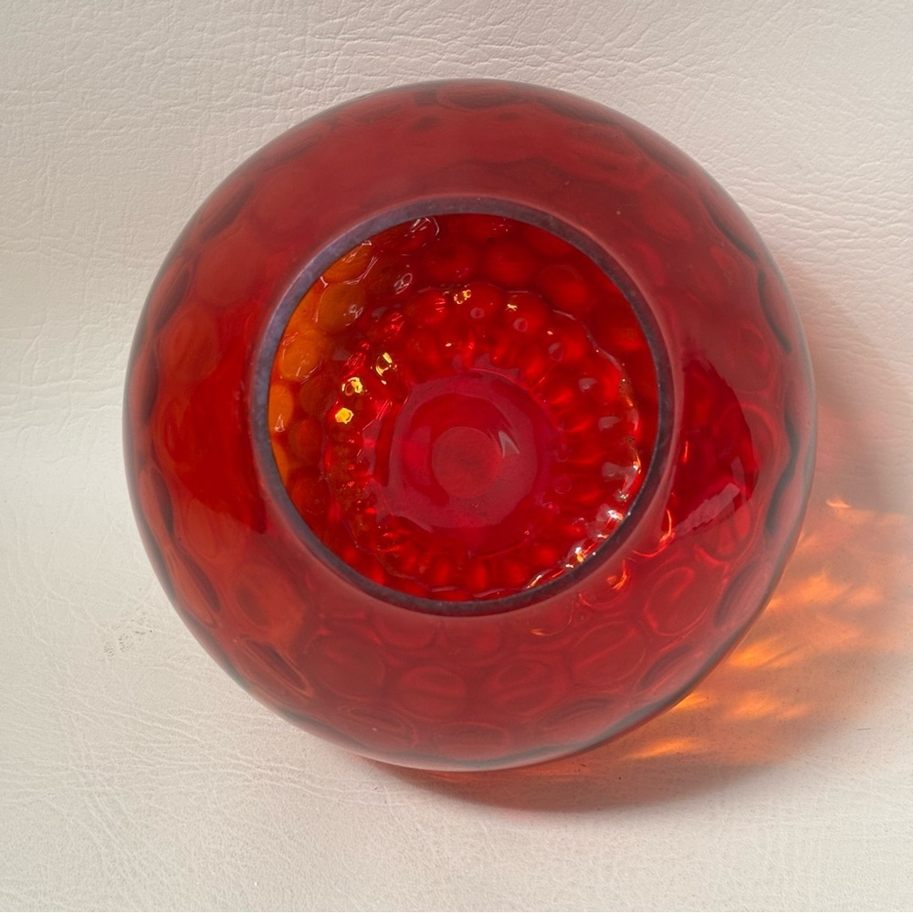 Vintage Amberina Coin Dot Thumbprint, Mid-Century Modern Vase - Picture 4 of 5
